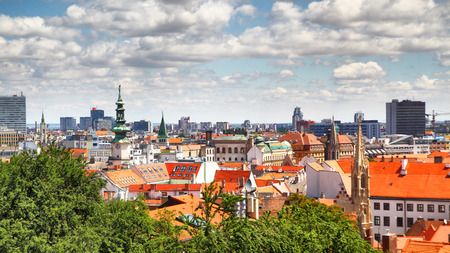 Panoramic view of Bratislava, Slovakiaの写真素材
