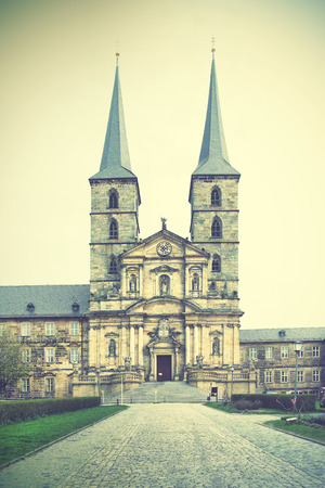 Former Benedictine monastery in Bamberg, Germany. Retro style filtredのeditorial素材