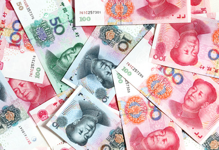 Chinese yuan banknotes close upの写真素材