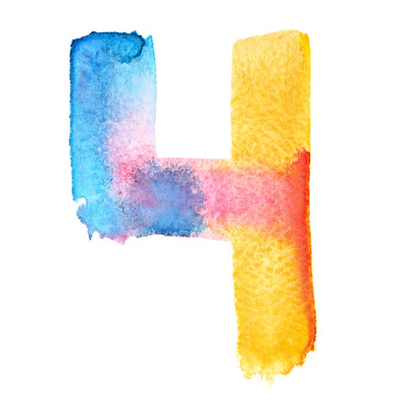 Four - Colorful watercolor numbersの写真素材