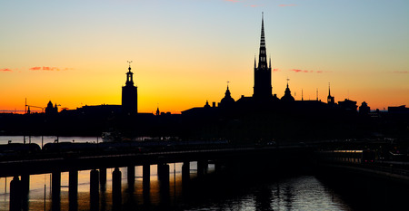 Silhouette of Old Town of Stockholmの写真素材