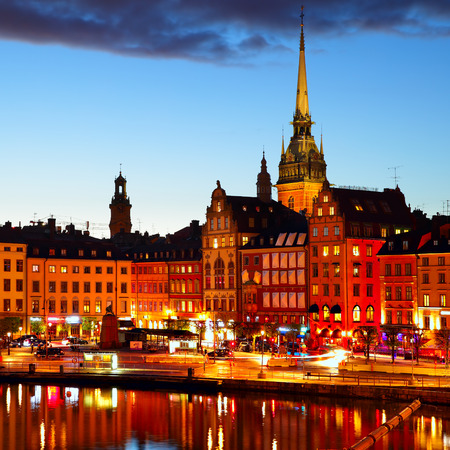 Gamla Stan in Stockholm at nightのeditorial素材