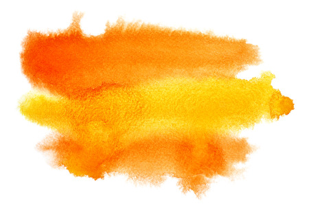 Yellow - orange watercolor stain - space for your own textの写真素材