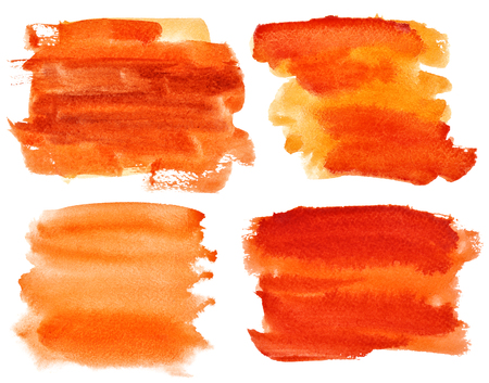 Set of expressive orange watercolor brush strokesの写真素材