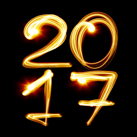 New Year 2017 painted by lightの写真素材