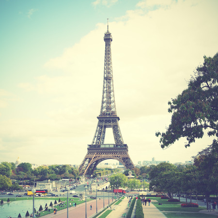 The Eiffel Tower in Paris. Retro style filtred imageの写真素材
