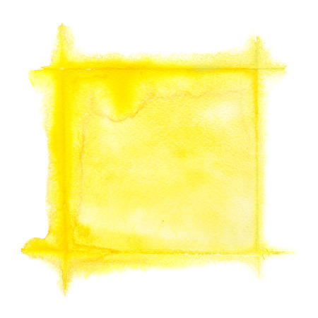 Yellow square watercolor frame - space for your own textの写真素材