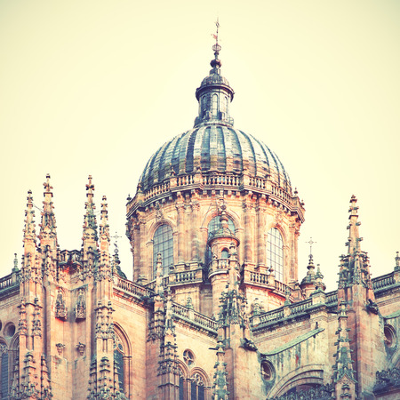 Cupola of The New Cathedral in Salamanca, Spain. Retro style filtered imageの写真素材