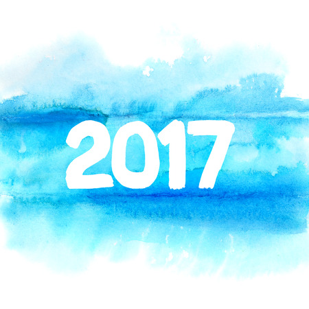 New 2017 year -  Blue watercolor background