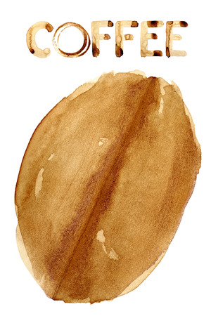 Coffee bean icon painted in real coffeeの写真素材