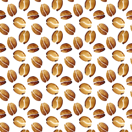 Coffee bean isolated on the white background painted in real coffeeの写真素材