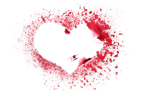 Grunge stencil red heart isolated on a white backgroundの写真素材