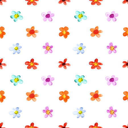 Watercolor spring flowers seamless patternの写真素材