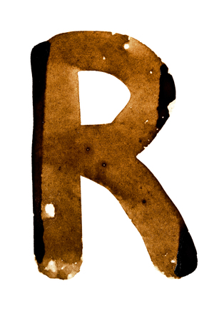 Letter R  - alphabet in coffeeの写真素材