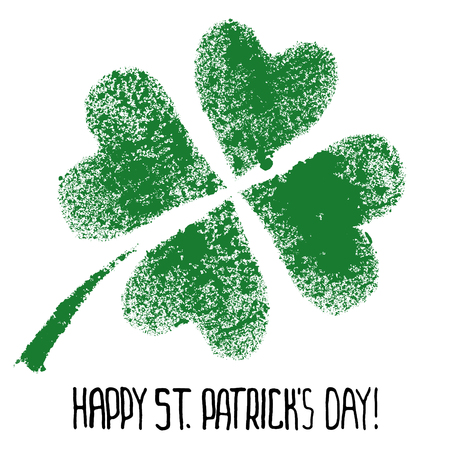 Happy St. Patricks Day - Green four-leaf Irish clover - raster illustrationの写真素材