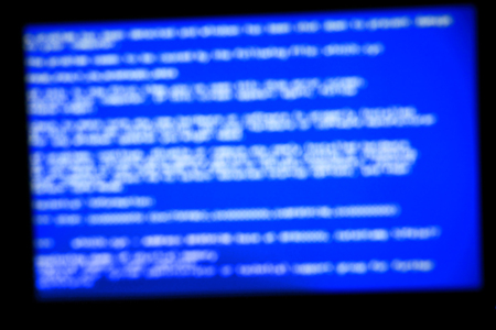 Blue system crash screen. Defocused backgroundの写真素材