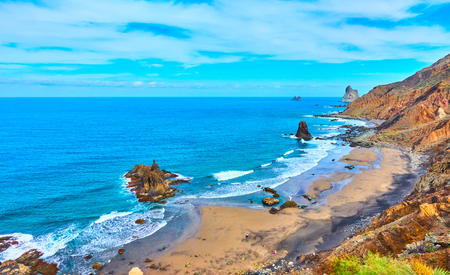 Benijo beach (Playa Benijo) in The North of Tenerife, The Canariesの写真素材