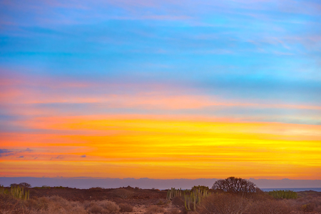 Fantastic sky at sundown in Tenerife Island, The Canariesの写真素材