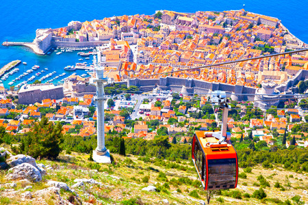 Panoramic view of Old town of Dubrovnik from hill, Croatiaの写真素材