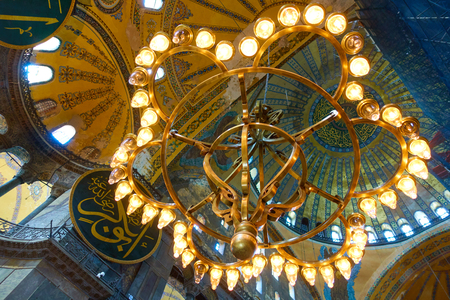 Istanbul, Turkey - July 16, 2018: Luster in The Hagia Sophia (Ayasofya) in Istanbulのeditorial素材