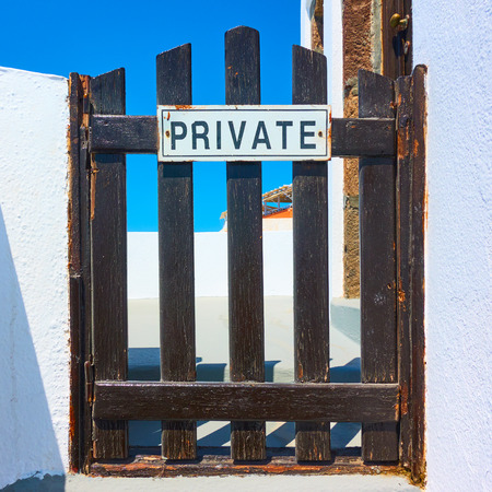 Private sign on small wooden wicketの写真素材