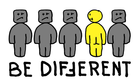 Be Differtent - motivational quote with funny hand drawn people.  Print for t-shirt or posterの写真素材