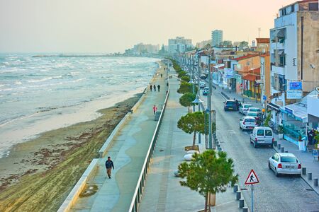 Larnaca, Cyprus - January 24, 2019: New sea-front and promenade in Larnaca