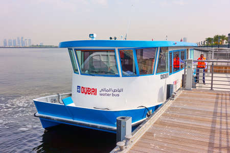 Dubai, UAE - February 01, 2020: Water bus on Dubai Creek,  United Arab Emiratesのeditorial素材