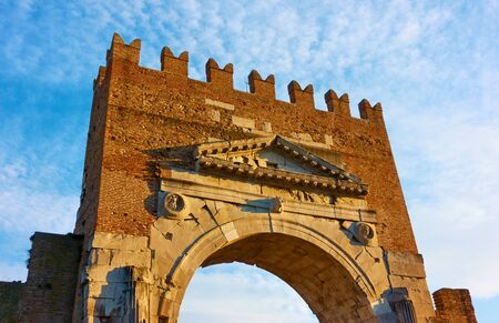 Arch of Augustus - Ancient roman gate in Rimini, Italyの写真素材