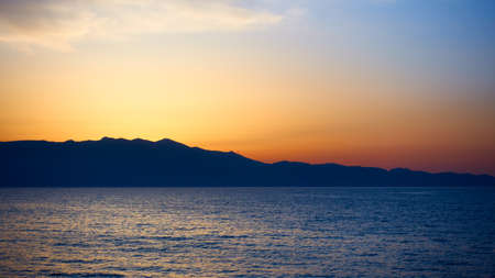Coast of Crete island at sunset, Greece. Greek sceneryの写真素材