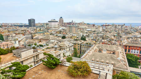 Panorama of Genoa (Genova) city, Italyの写真素材