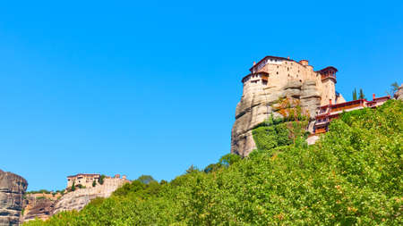 Cloisters on the cliffs in Meteora in Greece. Greek landscapeのeditorial素材