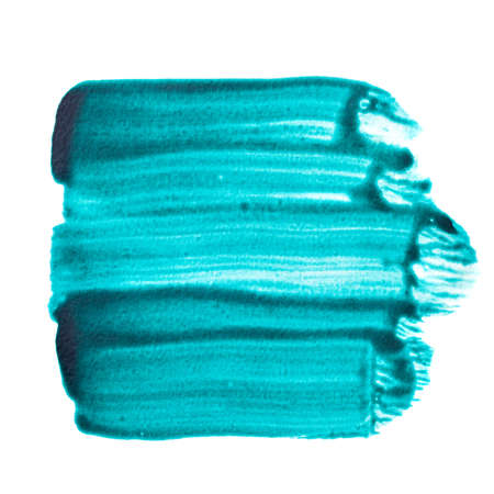 Green blue  translucent brush strokes isolated on the white backgroundの写真素材