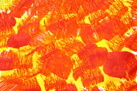 Random vivid red and yellow brush strokes , may be used as background. Painted textureの写真素材
