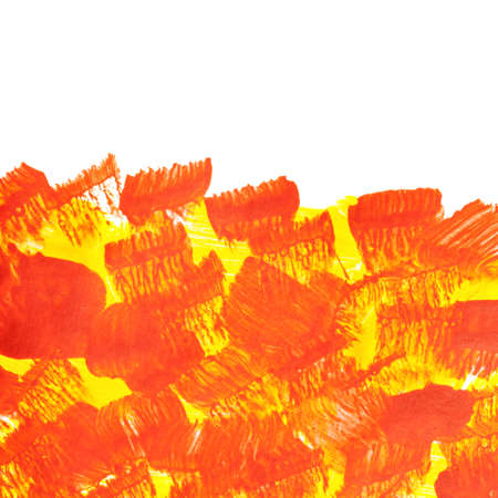 Red yellow texture by brush strokes with isolated edge. Hand drawn textureの写真素材