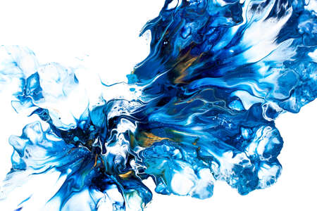 Acrylic paint pouring.  Fluid art abstract flower isolated on the white background Floral theme