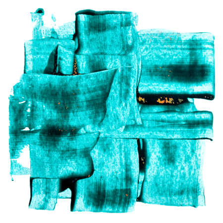 Green square by brush strokes isolated on the white background. Abstract illustrationの写真素材