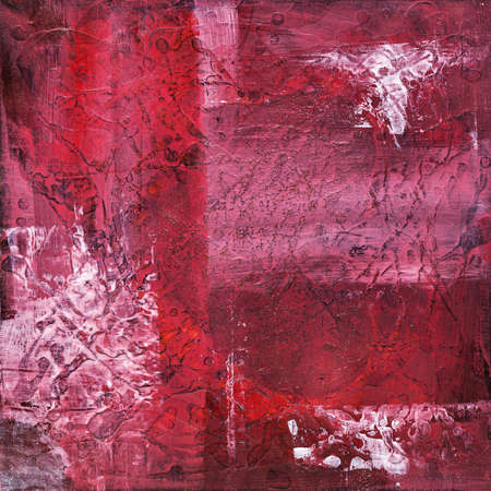 Red expressive abstract background. Hand drawn texture by paintの写真素材