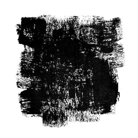 Black ink square stain by brush isolated on the white background. Hand-drawn abstract illustrationの写真素材