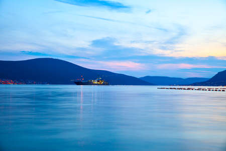 The Bay of Kotor in Montenegro at dusk. Water landscapeの写真素材