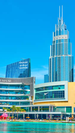 Dubai, UAE - January 30, 2020:  Downtown Dubai with The Dubai Mall and modern towers, United Arab Emiratesのeditorial素材