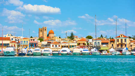 Aegina, Greece  - September 13, 2019: Marina and seafront in Aegina townのeditorial素材