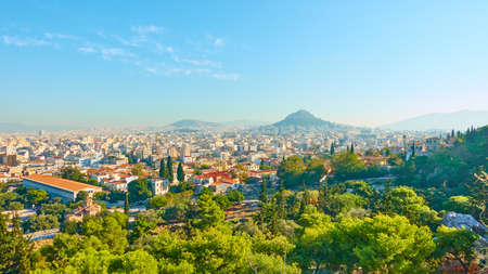 Athens, Greece - October 20, 2017: Panoramic view of Athens city. Cityscapeのeditorial素材