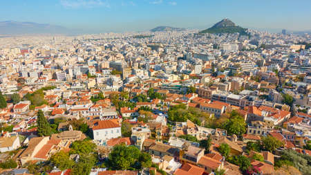 Athens city. with Mount Lycabettus, Greece. Cityscape, panoramic viewの写真素材