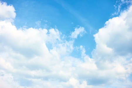 Sky with white cumulus clouds , may be used as background. Cloudscapeの写真素材