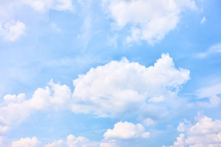 Sky with white heap clouds , may be used as background. Cloudscapeの写真素材