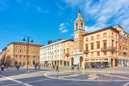 Rimini, Italy - February 25, 2020:  Square of the Three Martyrs (Piazza Tre Martiri) in Rimini, Emilia-Romagnaのeditorial素材