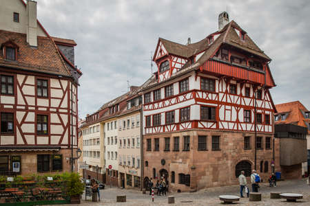 Nuremberg, Germany - May 17, 2016:  Street in the old town of Nuremberg with Albrecht Durer's Houseのeditorial素材