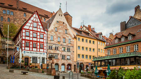 Nuremberg, Germany - May 17, 2016:  Street with colorful houses in Nurembergのeditorial素材