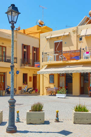 Rethimno, Crete Island, Greece - April 26, 2018: Old square in Rethimno townのeditorial素材